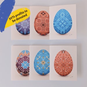 Cartes d'art de Pâques Pysanka ukrainiennes fabriquées à la main - Cadeaux uniques de papeterie à collectionner