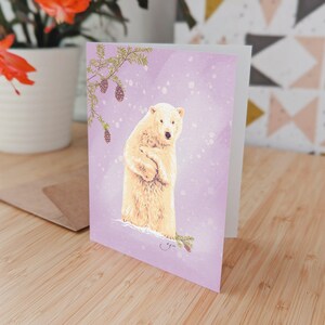 Eisbär Grußkarte - Niedliche Blanko Karte, Geschenk für Tierliebhaber, einzigartige Karte für jeden Anlass oder als Weihnachtskarte