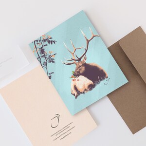 Reindeer Grußkarte - Süße Blanko Grußkarte, Geschenk für Tierliebhaber, einzigartige Karte für jeden Anlass oder als Weihnachtskarte - animal Xmas
