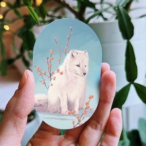 Arctic fox sticker of a cute animal sticker for planner or journal gift for animal lover of art stickers of endangered animals cute stickers
