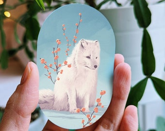 Arctic fox sticker of a cute animal sticker for planner or journal gift for animal lover of art stickers of endangered animals cute stickers