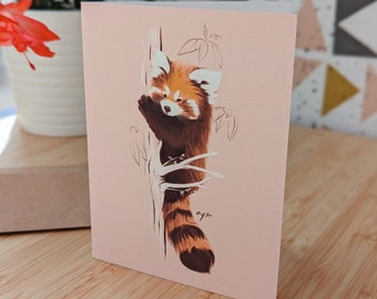 Red Panda Blank Greeting card - 4x6 Cute blank note card, animal lover gift, unique card for any occasion