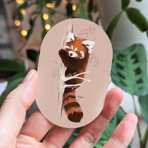Sticker panda roux représentant un animal mignon Sticker pour agenda ou cadeau de journal pour amateur d'art Stickers animaux en voie de disparition Stickers mignons