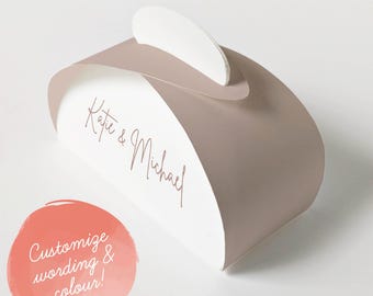 Custom Mini Favor Boxes - Mocha Paper Gift Boxes for Weddings, Baby Showers, & Parties - Personalized Small Gift Boxes - 3" x 1.5" x 1.5"