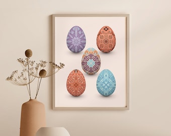 Ukrainian Easter Eggs, Painted  Pysanka art Gift for Ukrainian artist Gift for art lover - Easter postcard, Easter card