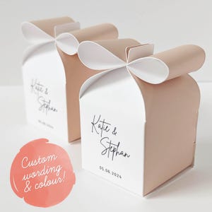 Coffrets cadeaux personnalisés avec fermeture à noeud, coffrets cadeaux en papier artisanaux pour mariages, baby showers, fêtes - petits coffrets cadeaux personnalisés moka