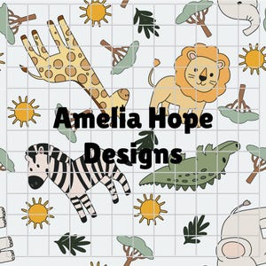 Safari Animal Seamless Pattern 300 DPI PNG Download for Digital Papers Vinyl Fabric Surface Design Lion Giraffe Elephant Zebra Alligator