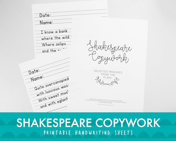 Shakespeare Copywork: Printable Quotes From Shakespeare's - Etsy