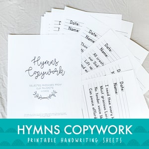 Hymns Copywork: Printable Handwriting Practice Sheets