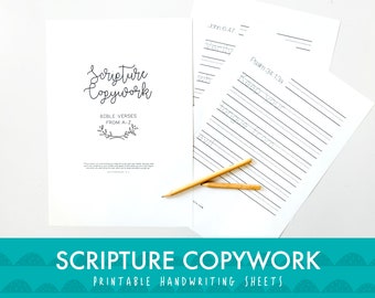 Scripture Copywork: Printable A-Z Bible Verses Handwriting Practice Sheets