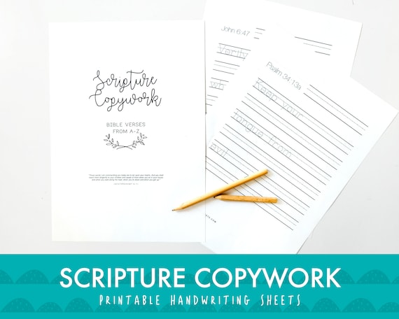 Scripture Copywork: Printable A-Z Bible Verses Handwriting Practice Sheets