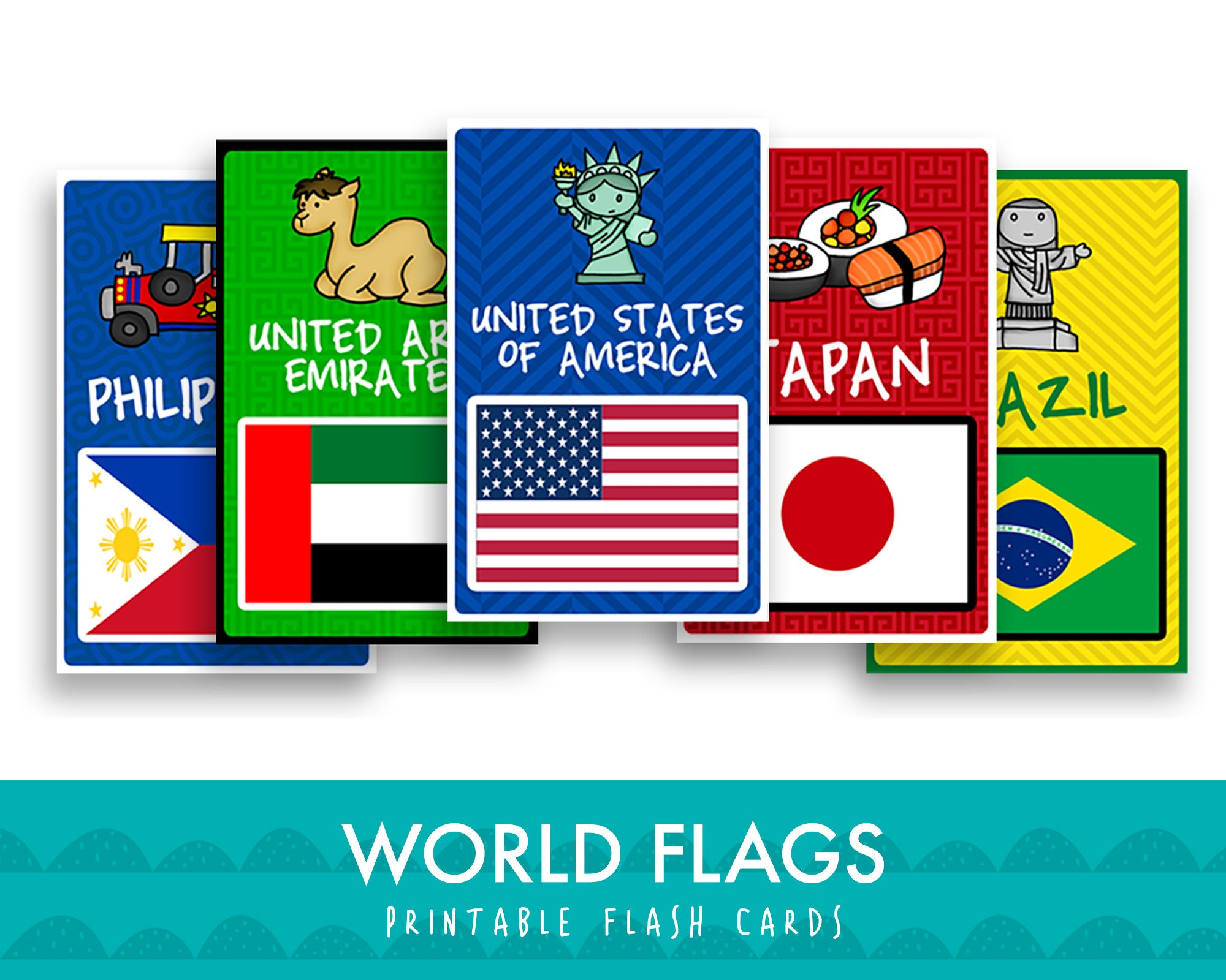 100 PICS Flags of The World Travel Game - Geography Flash Card Quiz