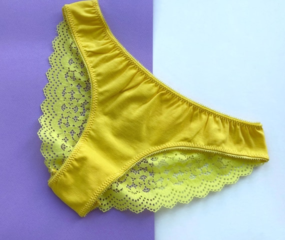 Cotton Yellow Panties, Sexy Underwear, Organic Lingerie, Cotton