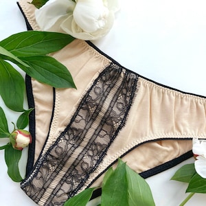 Cotton beige panties for women, made by organic fabrics, sexy and delicate lingerie
