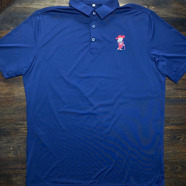 Embroidered Navy Colonel Reb Ole Miss Gameday Polo