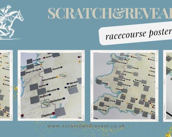 UK Racecourses Scratchable Poster | Horse Racing Gift | Racecourse Map | Scratch Away Poster