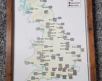 UK Racecourses Scratchable Poster - Rustic Frame