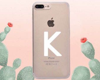 Personalized clear iPhone case, transparent iPhone case, initial iPhone case, personalized samsung case, black font case, white font case