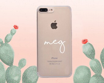 Personalized clear iPhone case, transparent iPhone case, name iPhone case, personalized samsung case, black font case, white font case