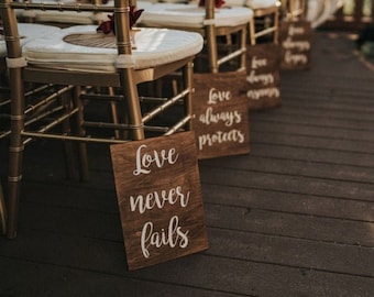Wedding Aisle Signs, 1 Corinthians 13, Love Is Patient love is kind, Rustic Wedding, Ceremony Decor, Wedding Decor, Set of 8,10,12