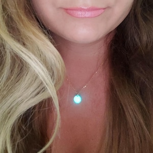 minimalistic glow-in-the-dark necklace, the best gift for her on her birthday and Christmas, small round glowing droplet, gift for wife