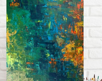 Original abstrakt akrylmålning på duk (50 x 60 tum)