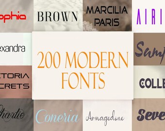 200 Modern Font Bundle - Wedding Fonts | Procreate Fonts  | Cricut Fonts |  Canva Fonts | Branding Font | Fonts for Cricut |  M009