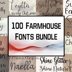Farmhouse Fonts Bundle, 100 fonts Bundle, Cursive Font Bundle, Canva Font, Procreate Fonts, Commercial Fonts,  Script Fonts,  M003