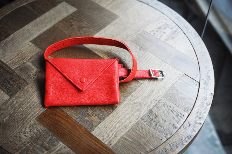 Womens Belt Bag Fanny Pack Waist Bag Red Leather Belt Bag Leather Bag