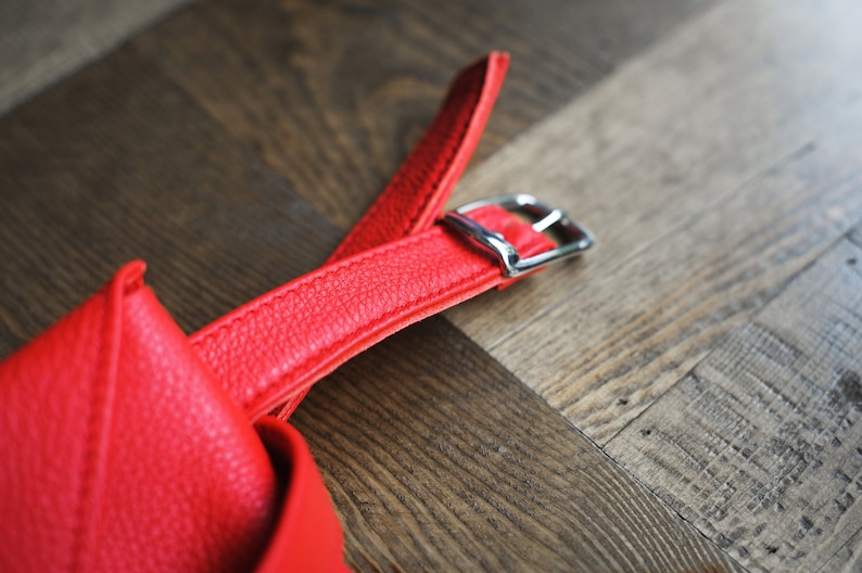 Womens Belt Bag Fanny Pack Waist Bag Red Leather Belt Bag Leather Bag