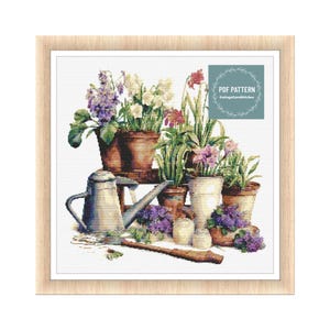 Vintage Gardening Tools cross stitch pattern pdf, Compatible with Pattern Keeper, cross stitch pattern country, country home pattern