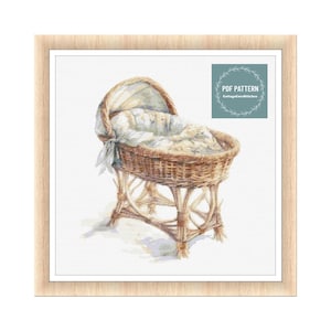 Vintage Baby Stroller cross stitch pattern pdf, printable pdf pattern, Nursery Art, Cross Stitch Chart, instant download