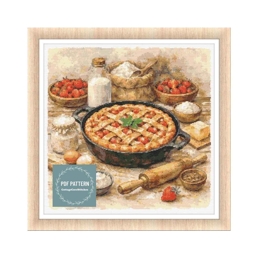 Strawberry Pie Cross Stitch Pattern Pdf, Printable Pdf Pattern, Cross ...