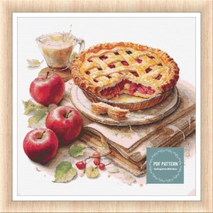 Appeltaart kruissteekpatroon pdf, afdrukbaar pdf-patroon, kruissteekkaart, instant download, digitale getelde kruissteek, borduren