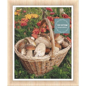 Mushrooms and wildflowers cross stitch pattern, printable pdf pattern, Cross Stitch Chart, instant download, Digital counted cross stitch