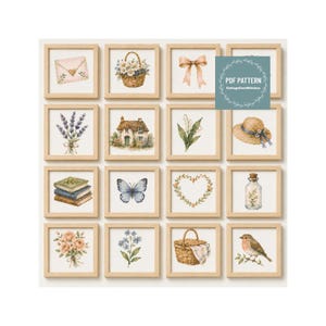 Cottagecore MINI cross stitch pattern pdf, digital pattern pdf, Cross Stitch Chart, instant download