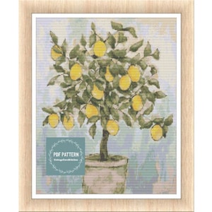 Lovely lemons cross stitch pattern, printable pdf pattern, Cross Stitch Chart, instant download, Digital counted cross stitch, embroidery