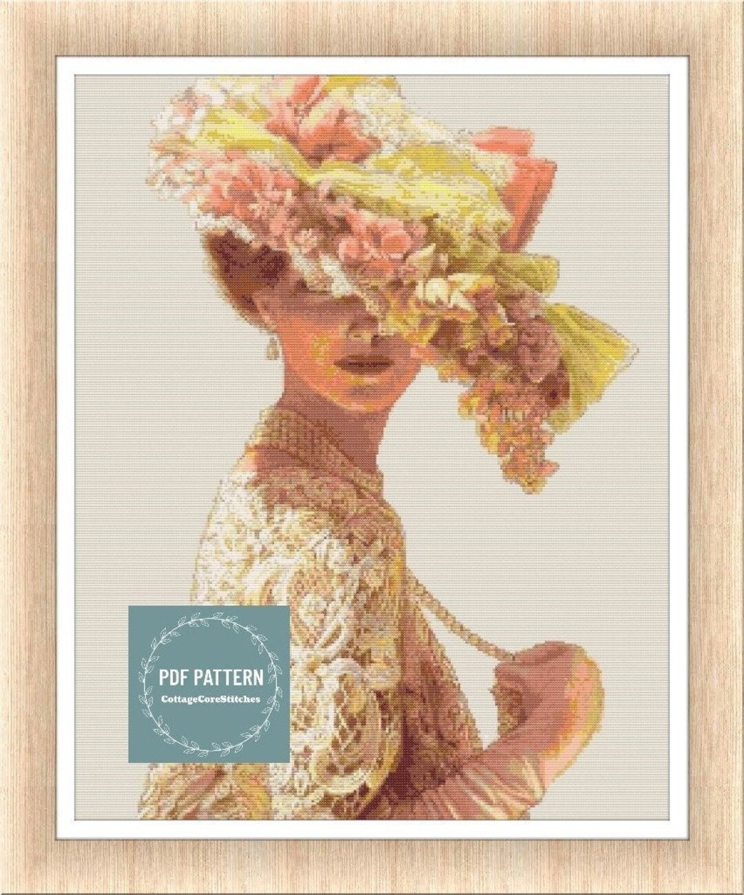 Victorian Lady Cross Stitch Pattern Pdf Printable Pdf Etsy