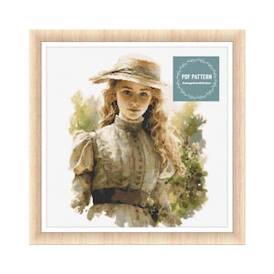 Victorian Lady cross stitch pattern pdf, printable pdf pattern, Cross Stitch Chart, instant download, Digital counted cross stitch chart