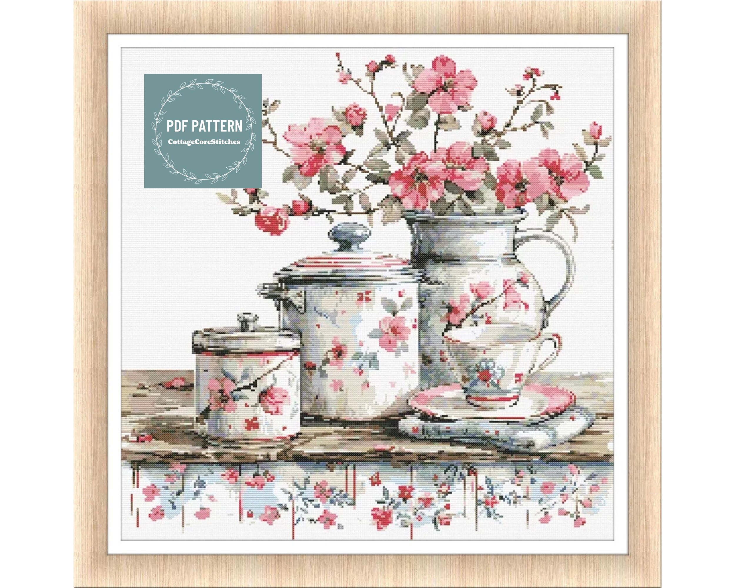 Cross stitch pattern pdf vintage kitchen, printable pdf pattern, instant download, Digital counted cross stitch chart, cozy cross stitch