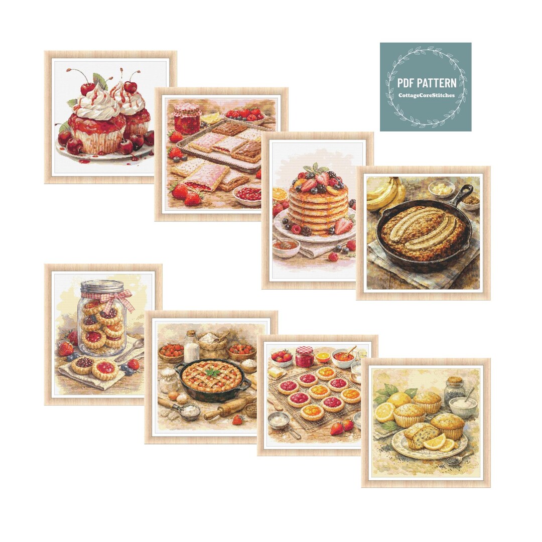 Cross Stitch Pattern BUNDLE, Vintage Bakery Cross Stitch Bundle PDF ...