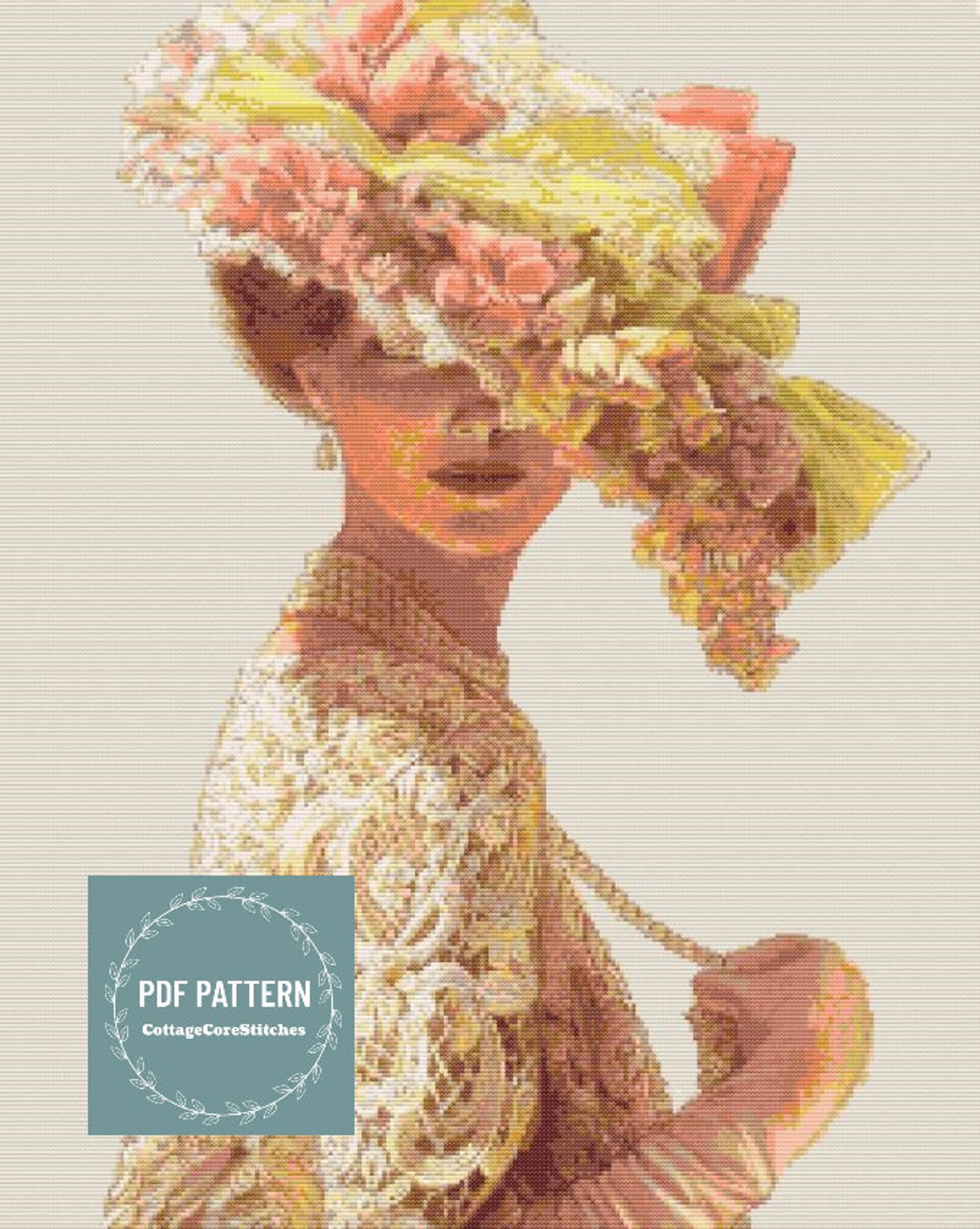 Victorian Lady Cross Stitch Pattern Pdf, Printable Pdf Pattern, Cross ...