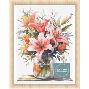Cross Stitch Pattern Flowers, Instant Download PDF, Counted Cross Stitch, Embroidery Pattern, PDF Pattern, Digital Cross Stitch Pattern