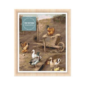 Country living cross stitch pattern, farmhouse pdf pattern, instant download, Digital counted cross stitch chart, farm animals cross stitch