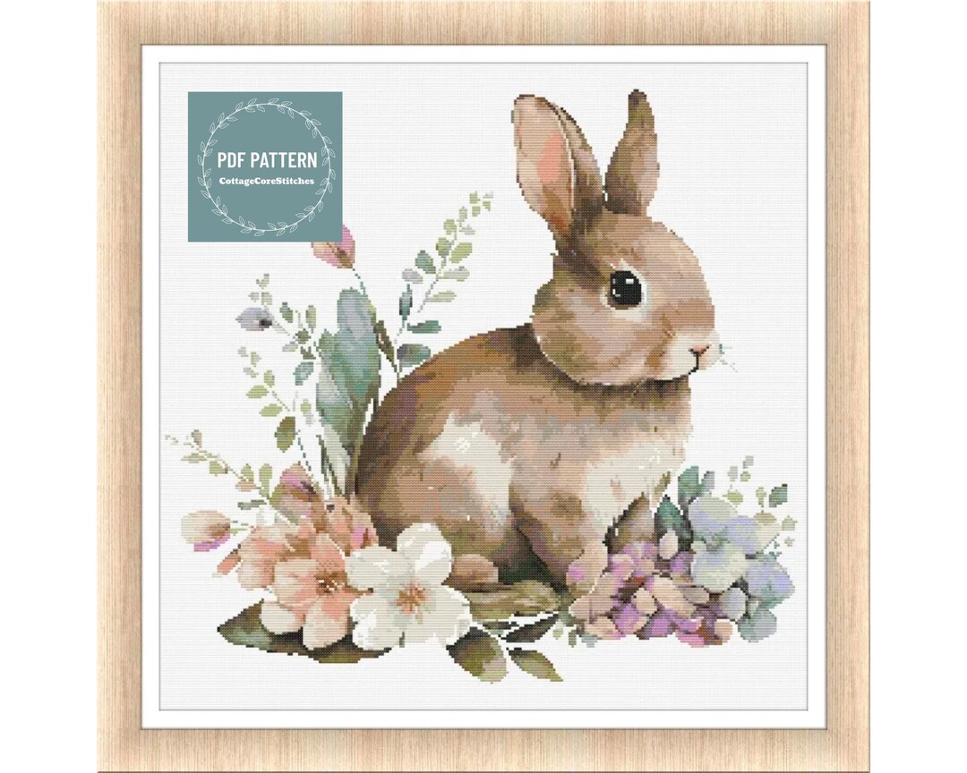 Cute Rabbit Cross Stitch Pattern, Counted Cross Stitch Pattern, Hand ...