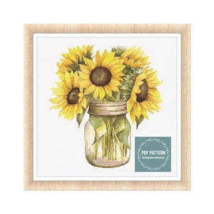 Flowers in Mason Jar, cross stitch patterns pdf, printable pdf pattern, Cross Stitch Chart, instant download, Digital counted cross stitch