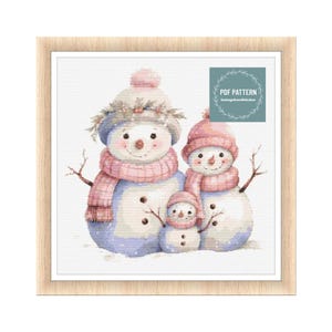 Snowman Christmas cross stitch pattern, winter pdf pattern, instant download, counted cross stitch chart, hand embroidery, needlepoint