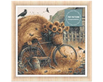 Cross stitch pattern country barn, Counted cross stitch pattern, Hand embroidery pattern, PDF cross stitch chart, Cross stitch, PDF Pattern