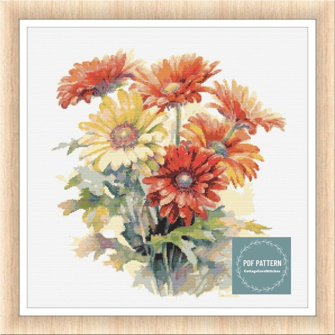Cross Stitch Pattern Flowers, Instant Download PDF, Counted Cross ...