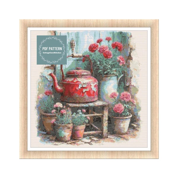 Cottage cross stitch pattern pdf, cross stitch pattern country, hand embroidery pattern, count cross stitch pattern pdf,country home pattern